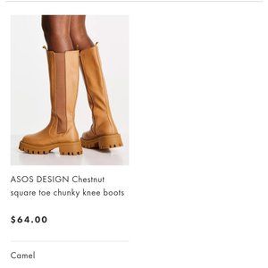 Asos square-toe chunky knee boots - camel color